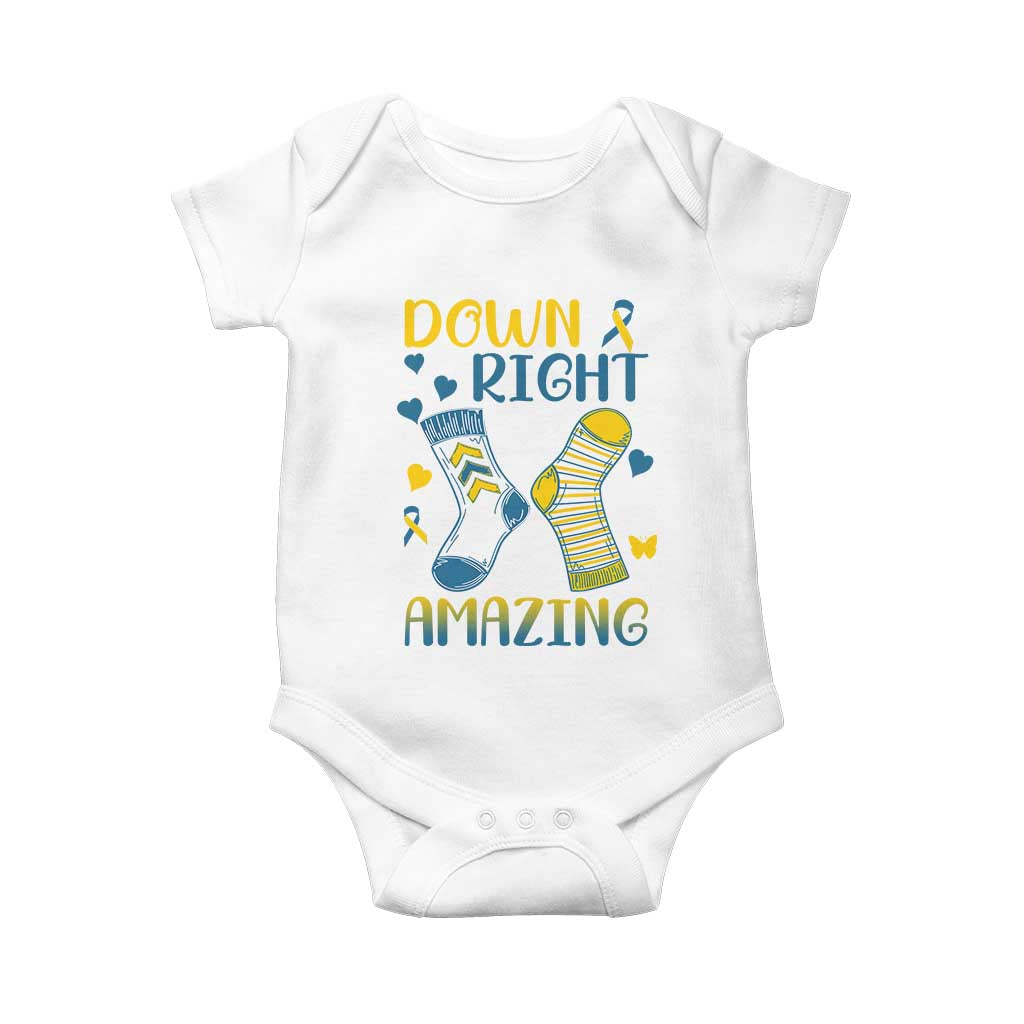 Down Right Amazing Baby Onesie Down Syndrome Awareness Socks Ribbon TS11 White Print Your Wear