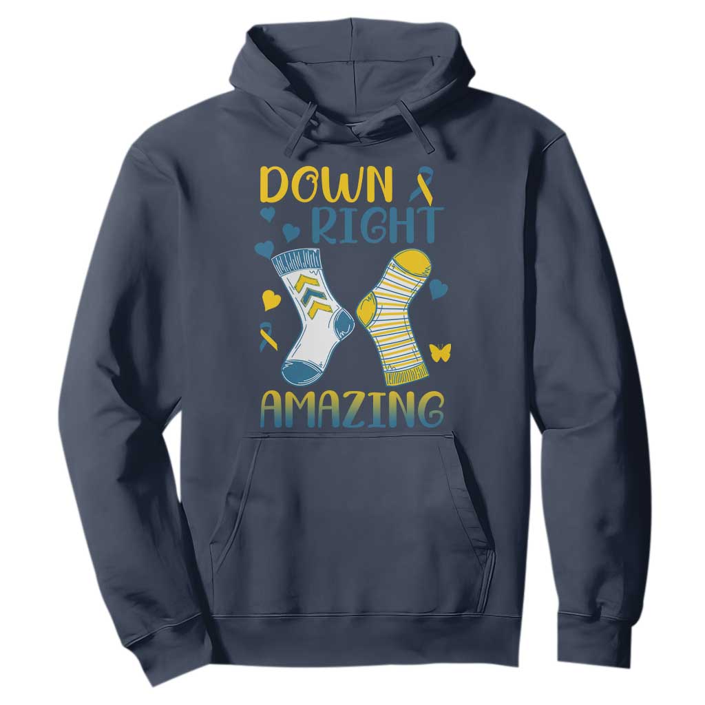 Down Right Amazing Hoodie Down Syndrome Awareness Socks Ribbon TS11 Navy Print Your Wear