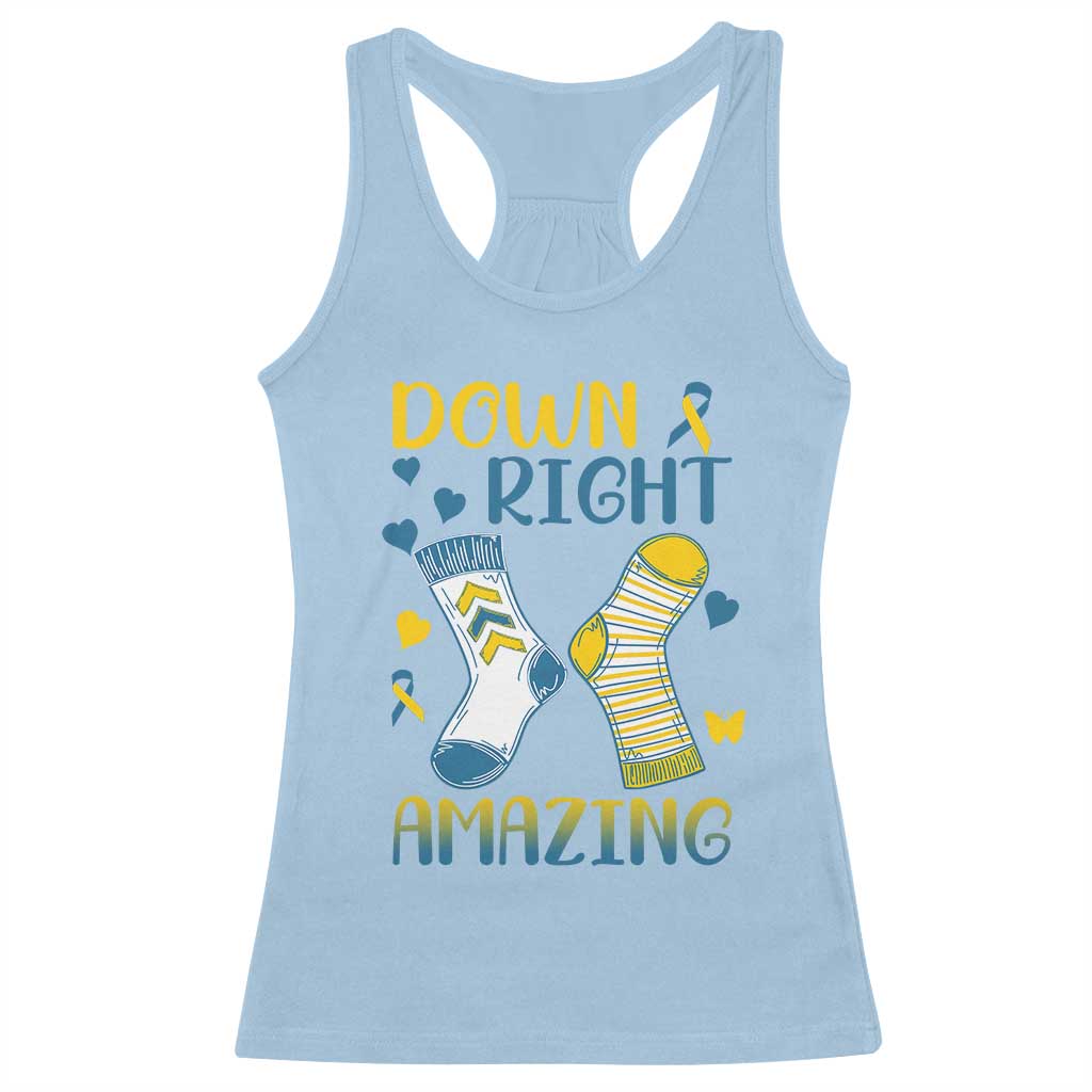 Down Right Amazing Racerback Tank Top Down Syndrome Awareness Socks Ribbon TS11 Light Blue Print Your Wear