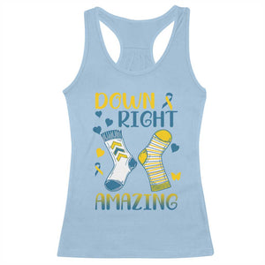Down Right Amazing Racerback Tank Top Down Syndrome Awareness Socks Ribbon TS11 Light Blue Print Your Wear