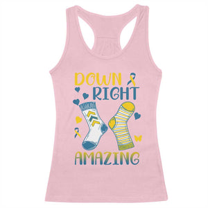 Down Right Amazing Racerback Tank Top Down Syndrome Awareness Socks Ribbon TS11 Light Pink Print Your Wear