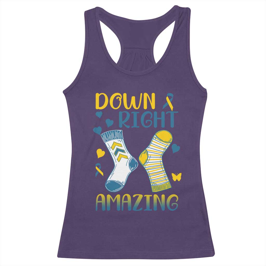 Down Right Amazing Racerback Tank Top Down Syndrome Awareness Socks Ribbon TS11 Purple Print Your Wear