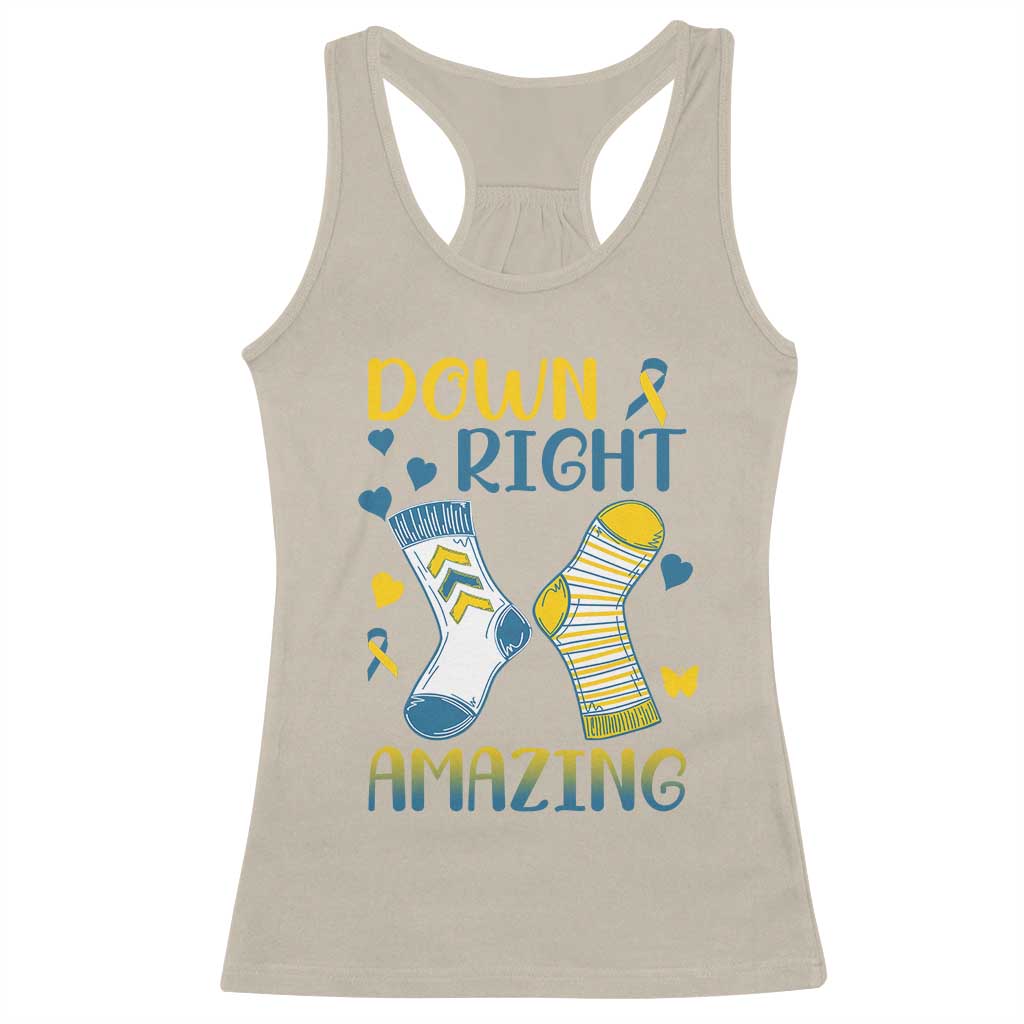 Down Right Amazing Racerback Tank Top Down Syndrome Awareness Socks Ribbon TS11 Sand Print Your Wear