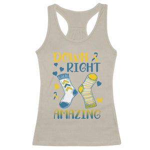 Down Right Amazing Racerback Tank Top Down Syndrome Awareness Socks Ribbon TS11 Sand Print Your Wear