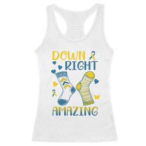 Down Right Amazing Racerback Tank Top Down Syndrome Awareness Socks Ribbon TS11 White Print Your Wear