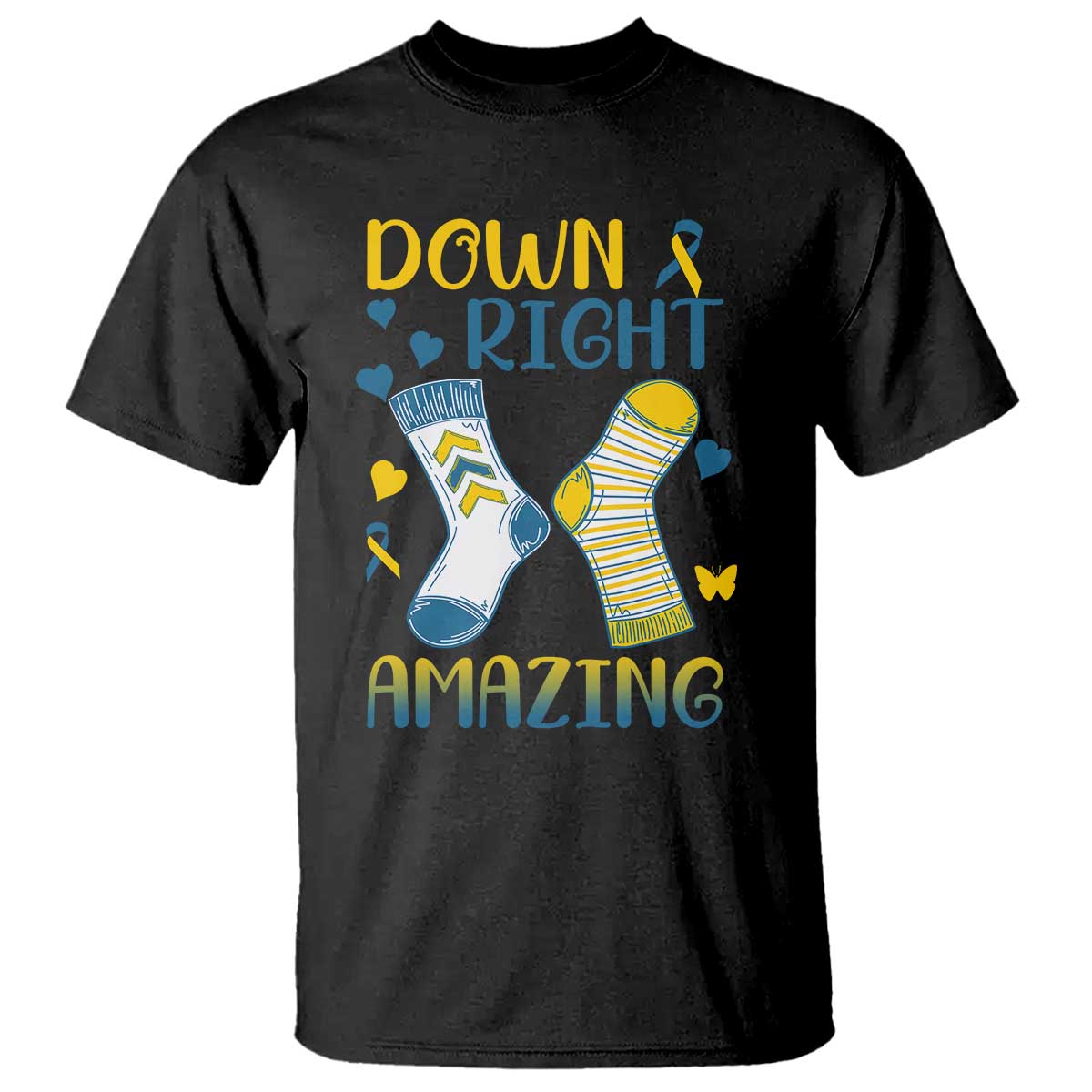 Down Right Amazing T Shirt Down Syndrome Awareness Socks Ribbon TS11 Black Print Your Wear
