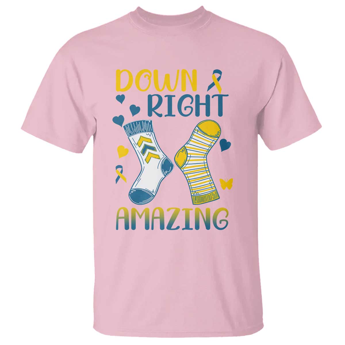 Down Right Amazing T Shirt Down Syndrome Awareness Socks Ribbon TS11 Light Pink Print Your Wear