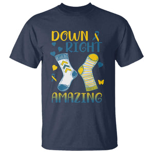Down Right Amazing T Shirt Down Syndrome Awareness Socks Ribbon TS11 Navy Print Your Wear