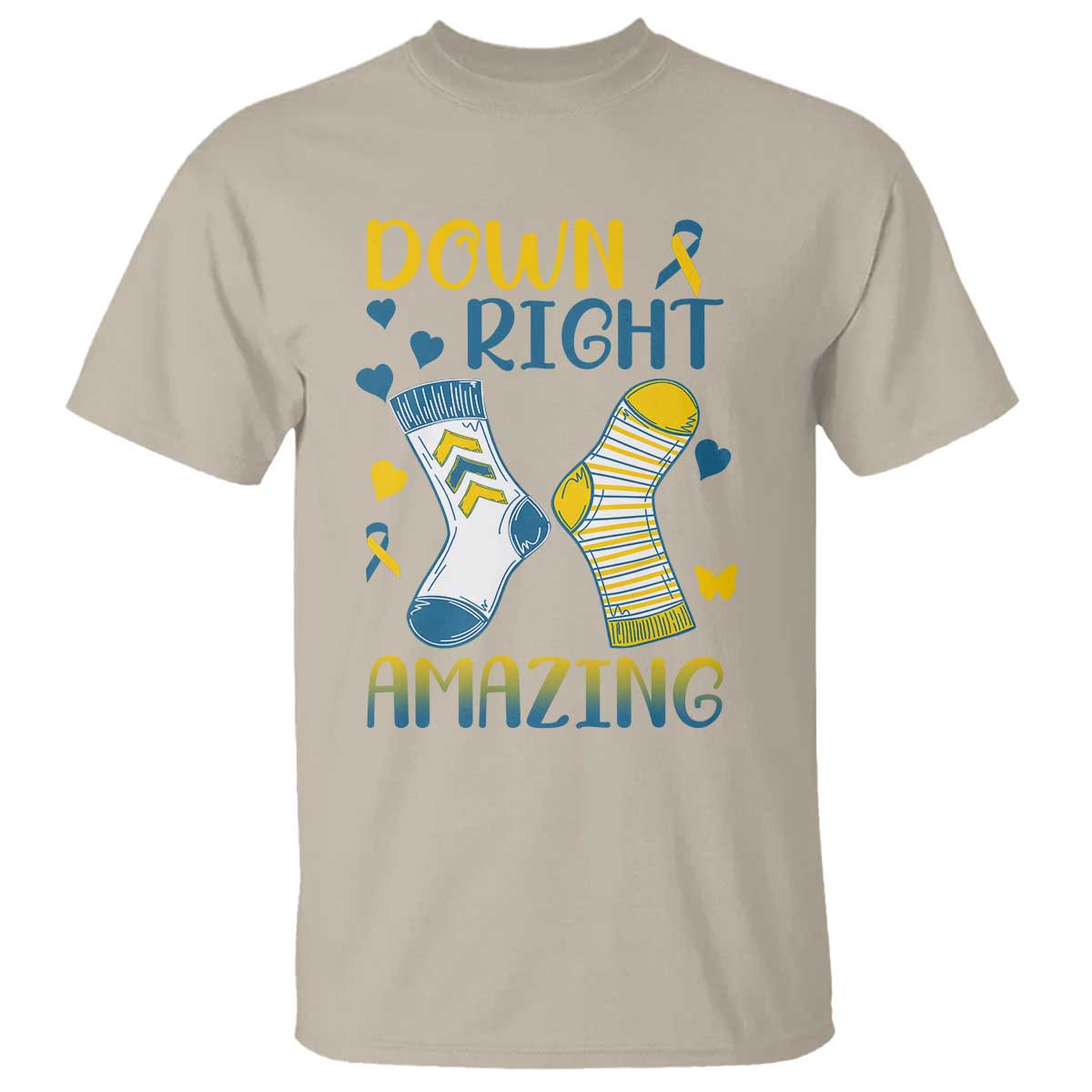 Down Right Amazing T Shirt Down Syndrome Awareness Socks Ribbon TS11 Sand Print Your Wear