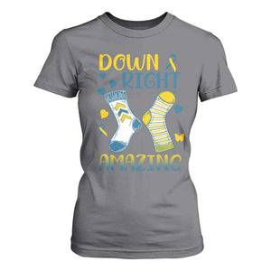 Down Right Amazing T Shirt For Women Down Syndrome Awareness Socks Ribbon TS11 Charcoal Print Your Wear