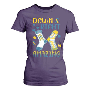 Down Right Amazing T Shirt For Women Down Syndrome Awareness Socks Ribbon TS11 Purple Print Your Wear
