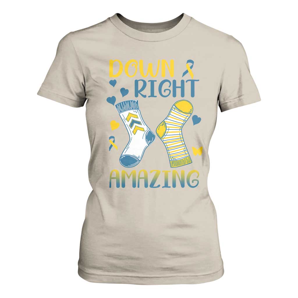 Down Right Amazing T Shirt For Women Down Syndrome Awareness Socks Ribbon TS11 Sand Print Your Wear