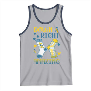 Down Right Amazing Tank Top Down Syndrome Awareness Socks Ribbon TS11 Athletic Heather Navy Print Your Wear