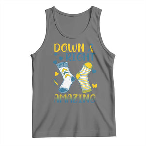 Down Right Amazing Tank Top Down Syndrome Awareness Socks Ribbon TS11 Black Heather Print Your Wear