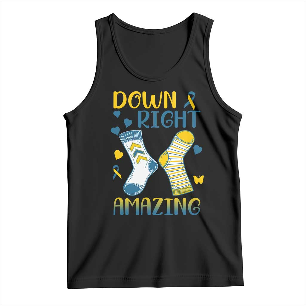 Down Right Amazing Tank Top Down Syndrome Awareness Socks Ribbon TS11 Black Print Your Wear