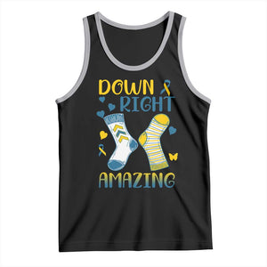 Down Right Amazing Tank Top Down Syndrome Awareness Socks Ribbon TS11 Black Athletic Heather Print Your Wear