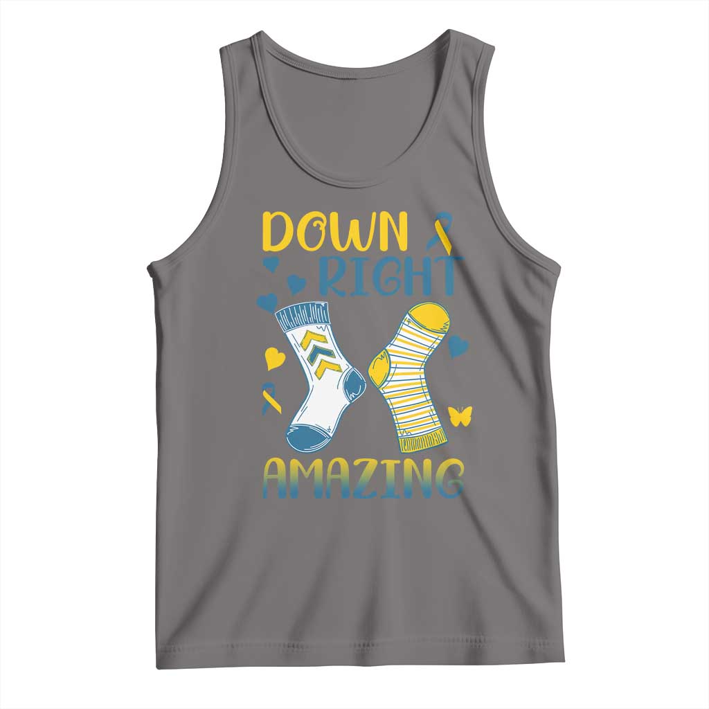 Down Right Amazing Tank Top Down Syndrome Awareness Socks Ribbon TS11 Deep Heather Print Your Wear
