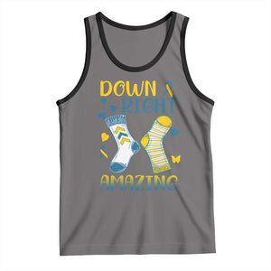 Down Right Amazing Tank Top Down Syndrome Awareness Socks Ribbon TS11 Deep Heather Black Print Your Wear