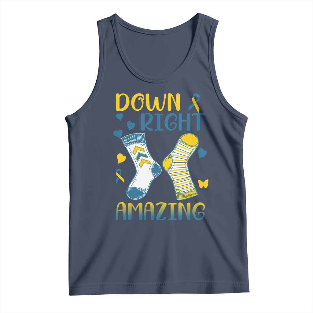Down Right Amazing Tank Top Down Syndrome Awareness Socks Ribbon TS11 Navy Print Your Wear