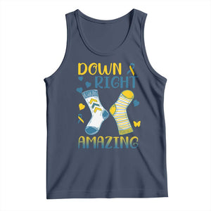 Down Right Amazing Tank Top Down Syndrome Awareness Socks Ribbon TS11 Navy Print Your Wear