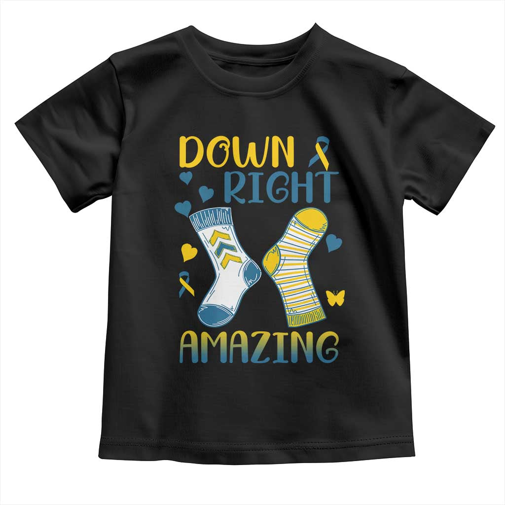 Down Right Amazing Toddler T Shirt Down Syndrome Awareness Socks Ribbon TS11 Black Print Your Wear