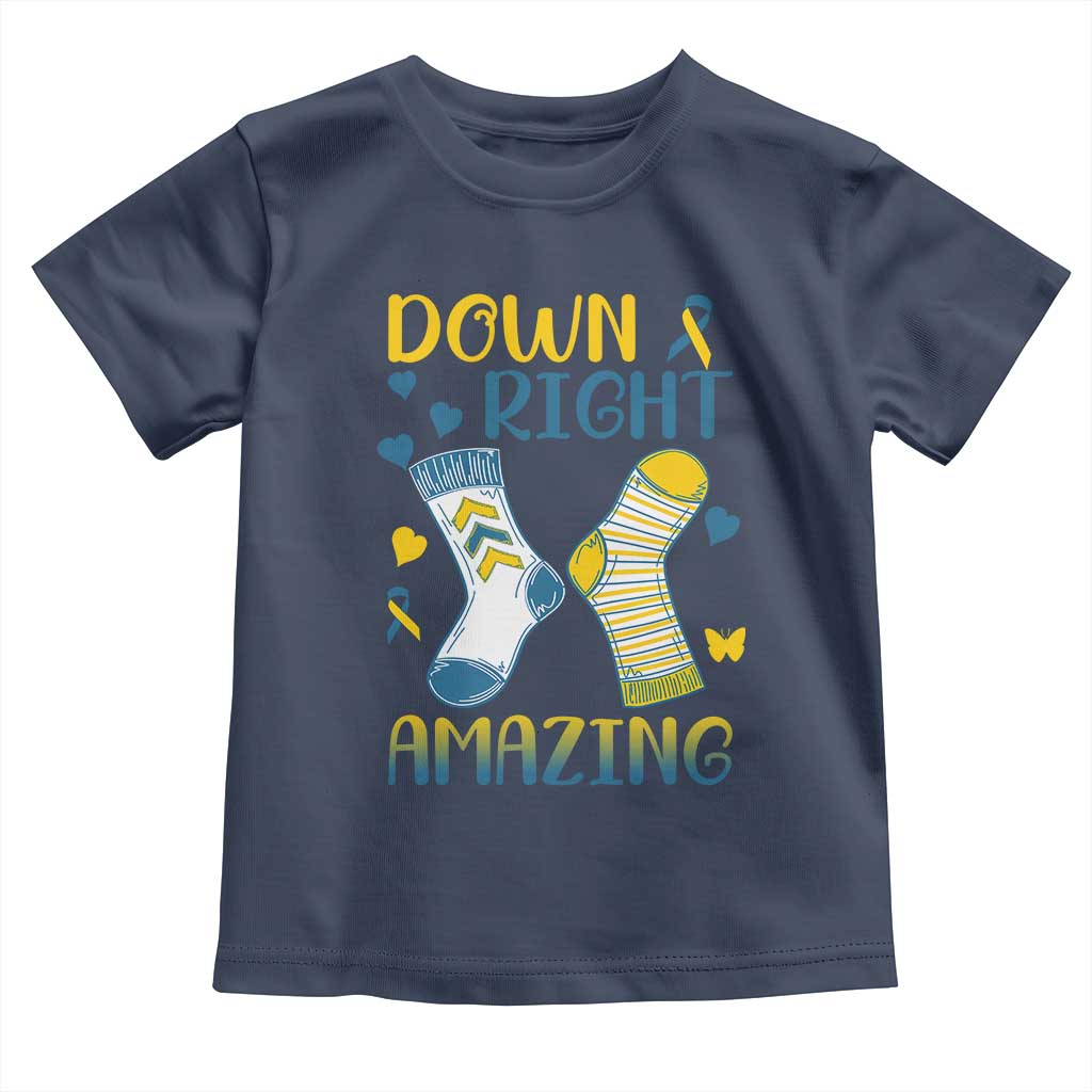 Down Right Amazing Toddler T Shirt Down Syndrome Awareness Socks Ribbon TS11 Navy Print Your Wear