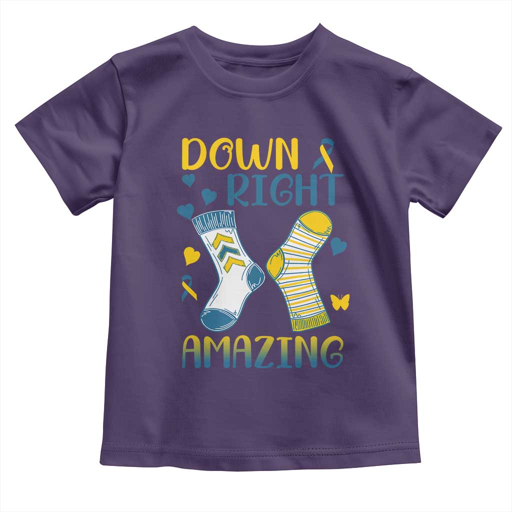 Down Right Amazing Toddler T Shirt Down Syndrome Awareness Socks Ribbon TS11 Purple Print Your Wear