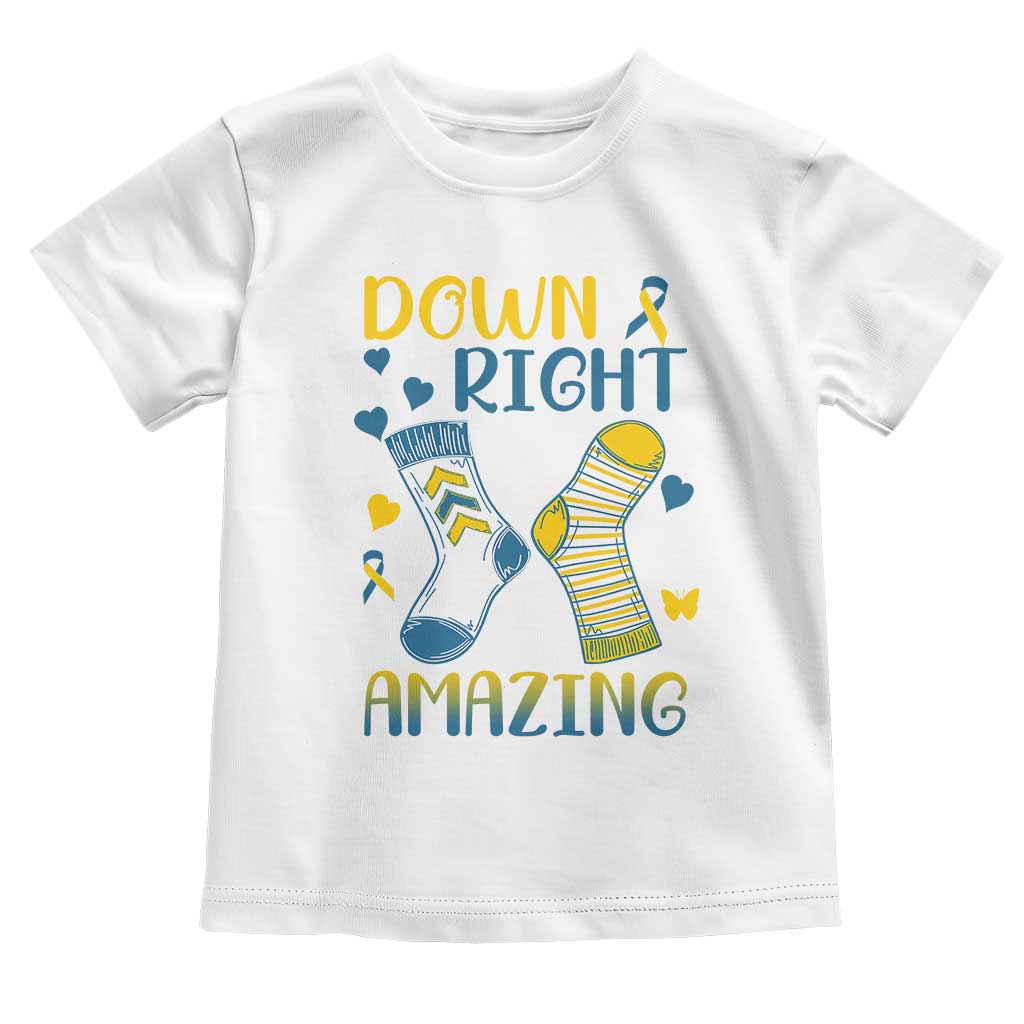 Down Right Amazing Toddler T Shirt Down Syndrome Awareness Socks Ribbon TS11 White Print Your Wear