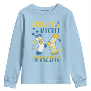 Down Right Amazing Youth Sweatshirt Down Syndrome Awareness Socks Ribbon TS11 Light Blue Print Your Wear