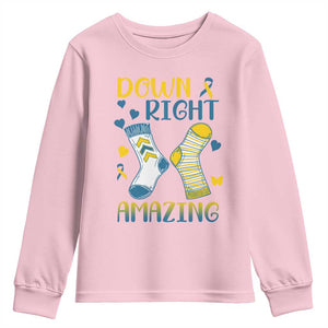 Down Right Amazing Youth Sweatshirt Down Syndrome Awareness Socks Ribbon TS11 Light Pink Print Your Wear