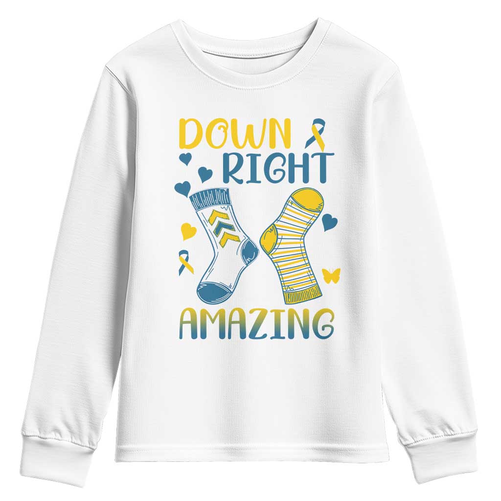 Down Right Amazing Youth Sweatshirt Down Syndrome Awareness Socks Ribbon TS11 White Print Your Wear