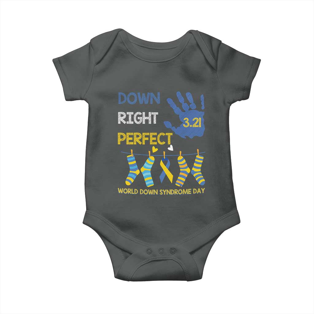 Down Right Perfect Baby Onesie March 21 World Down Syndrome Day Socks TS11 Dark Heather Print Your Wear