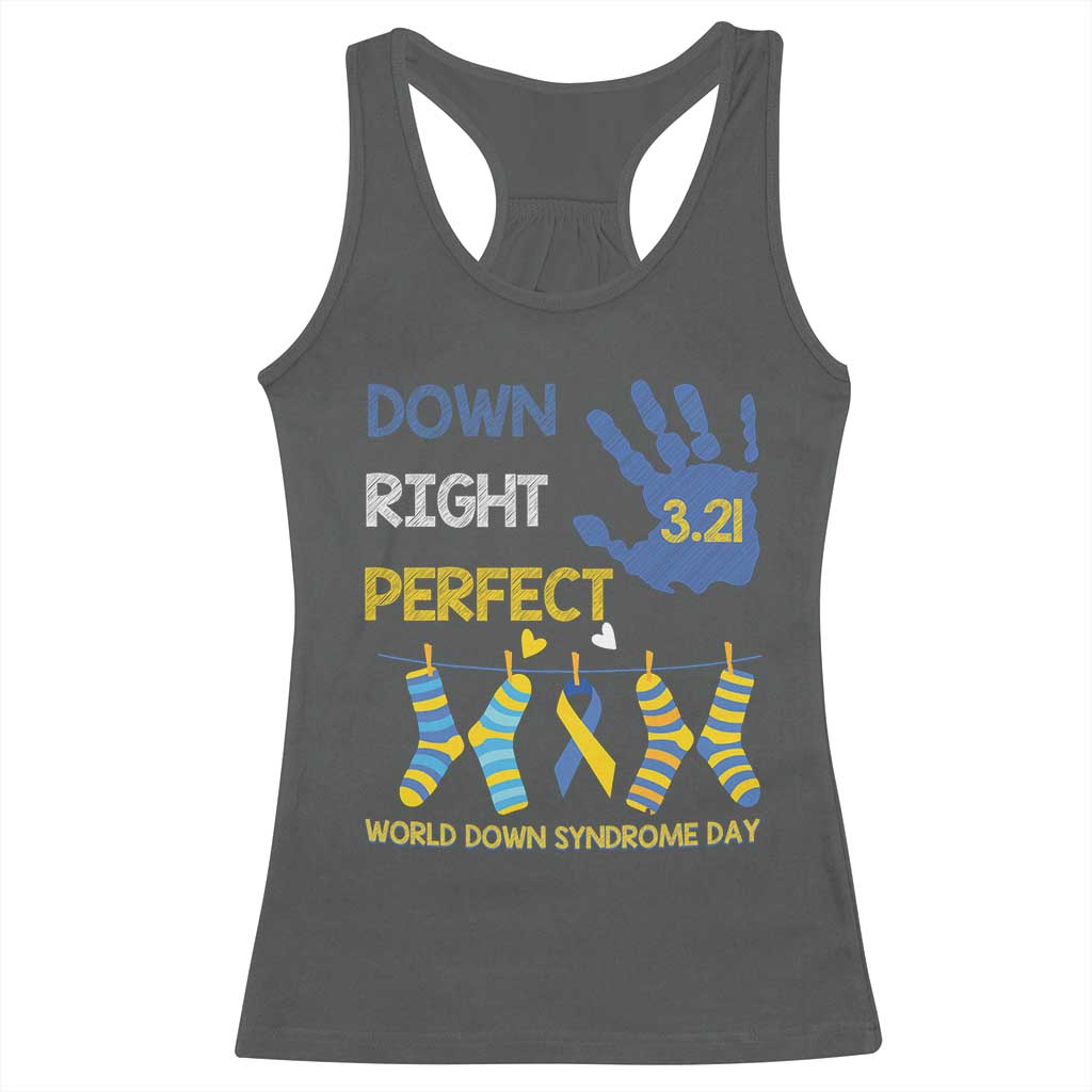 Down Right Perfect Racerback Tank Top March 21 World Down Syndrome Day Socks TS11 Dark Heather Print Your Wear
