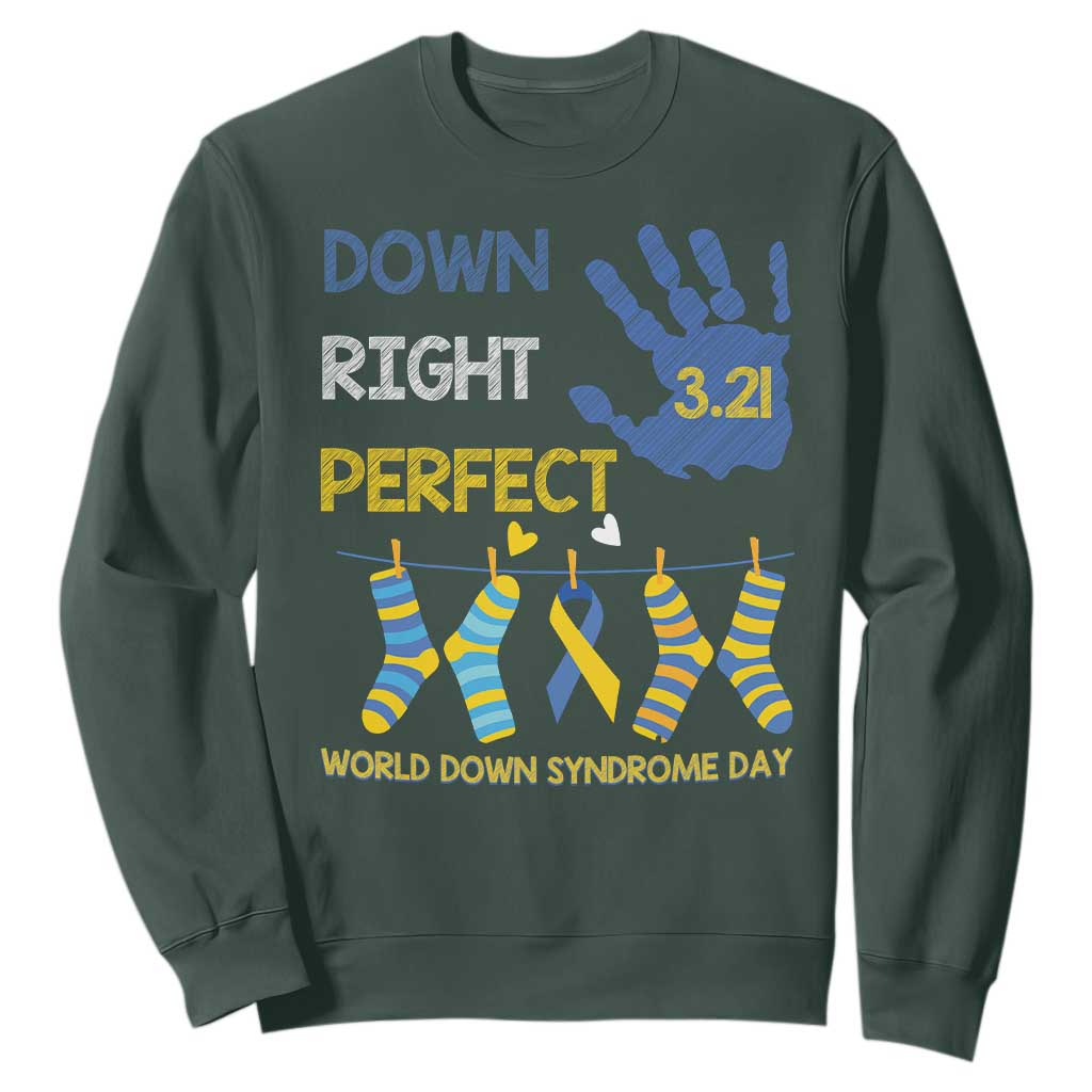 Down Right Perfect Sweatshirt March 21 World Down Syndrome Day Socks TS11 Dark Forest Green Print Your Wear