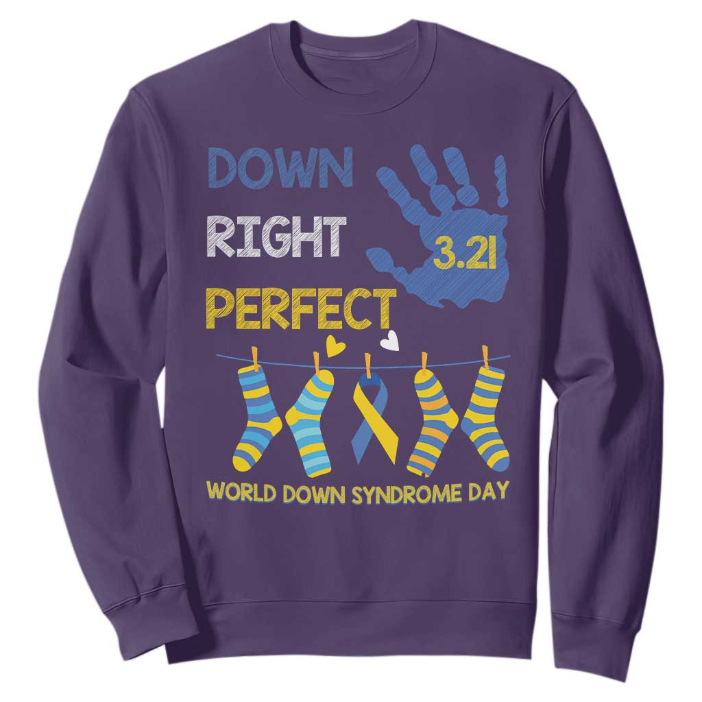 Down Right Perfect Sweatshirt March 21 World Down Syndrome Day Socks TS11 Purple Print Your Wear