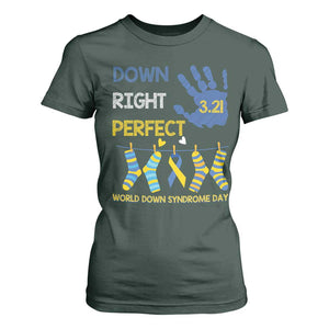 Down Right Perfect T Shirt For Women March 21 World Down Syndrome Day Socks TS11 Dark Forest Green Print Your Wear