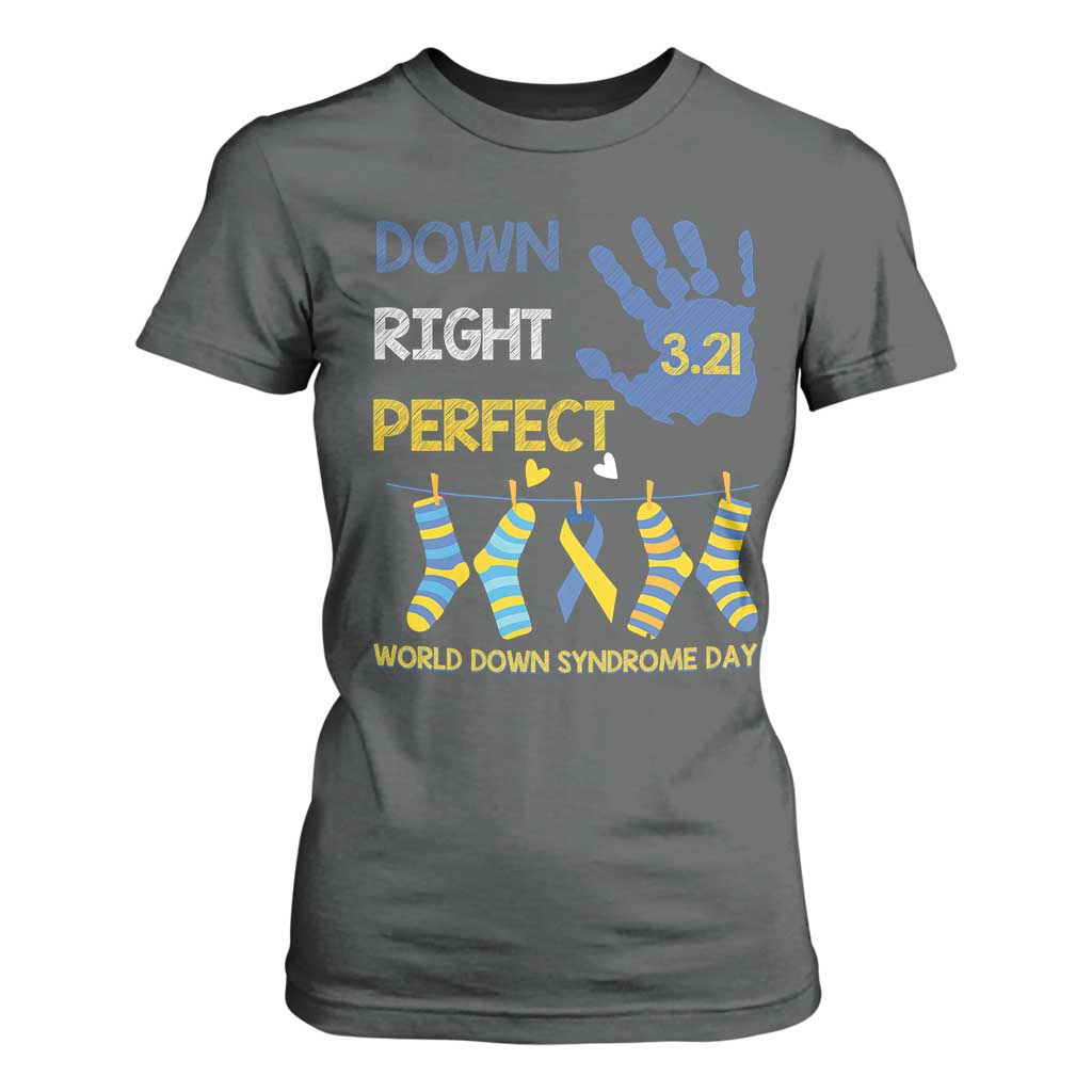 Down Right Perfect T Shirt For Women March 21 World Down Syndrome Day Socks TS11 Dark Heather Print Your Wear