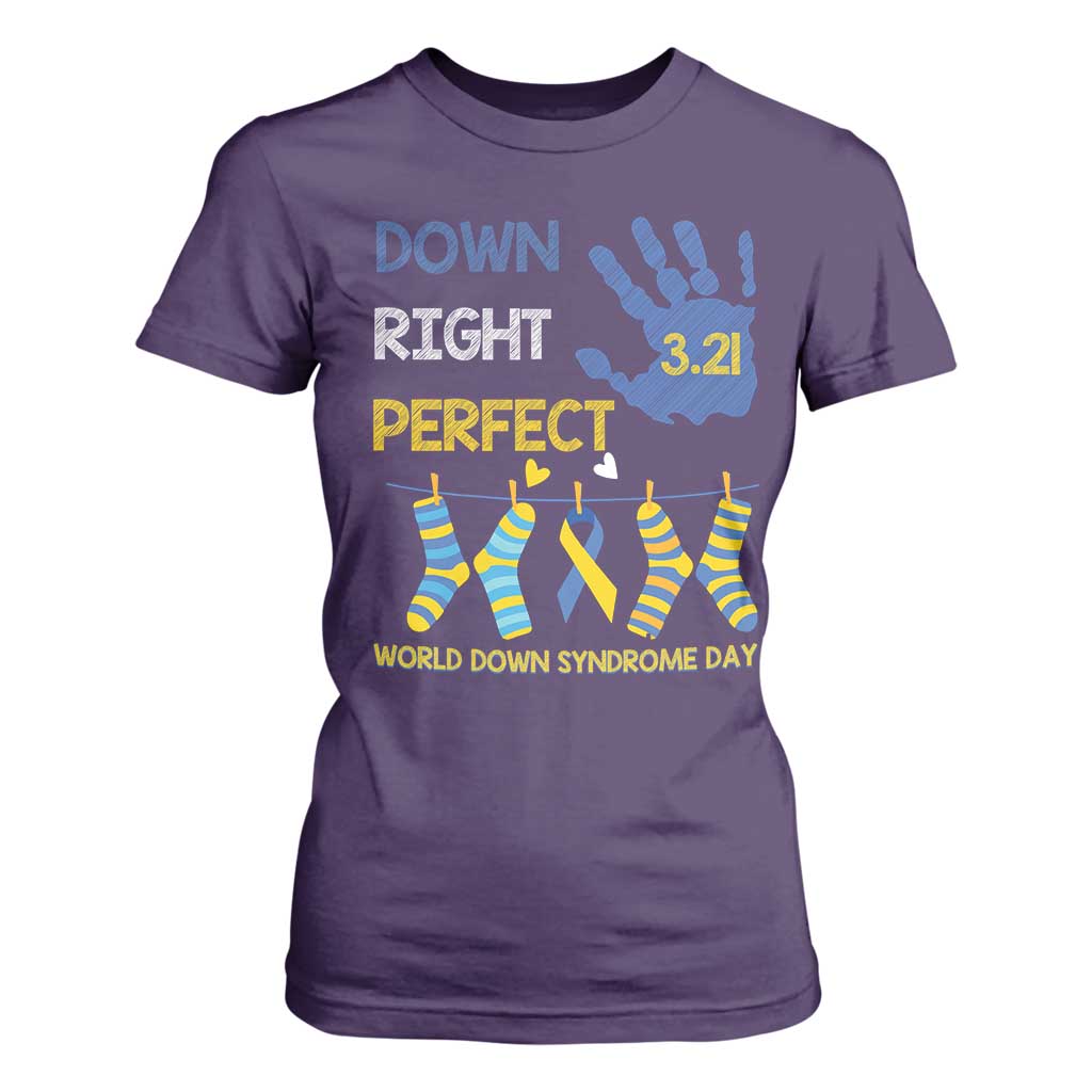 Down Right Perfect T Shirt For Women March 21 World Down Syndrome Day Socks TS11 Purple Print Your Wear