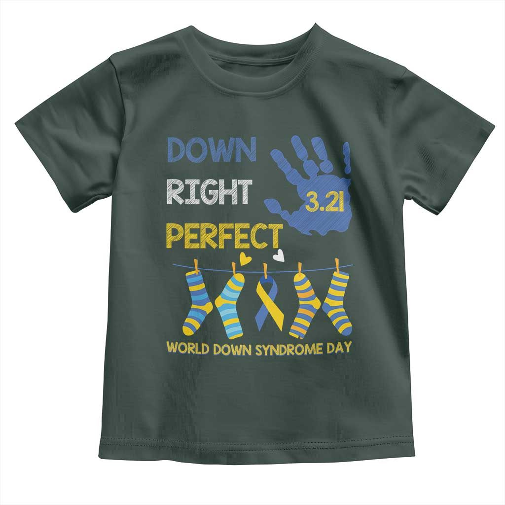 Down Right Perfect Toddler T Shirt March 21 World Down Syndrome Day Socks TS11 Dark Forest Green Print Your Wear