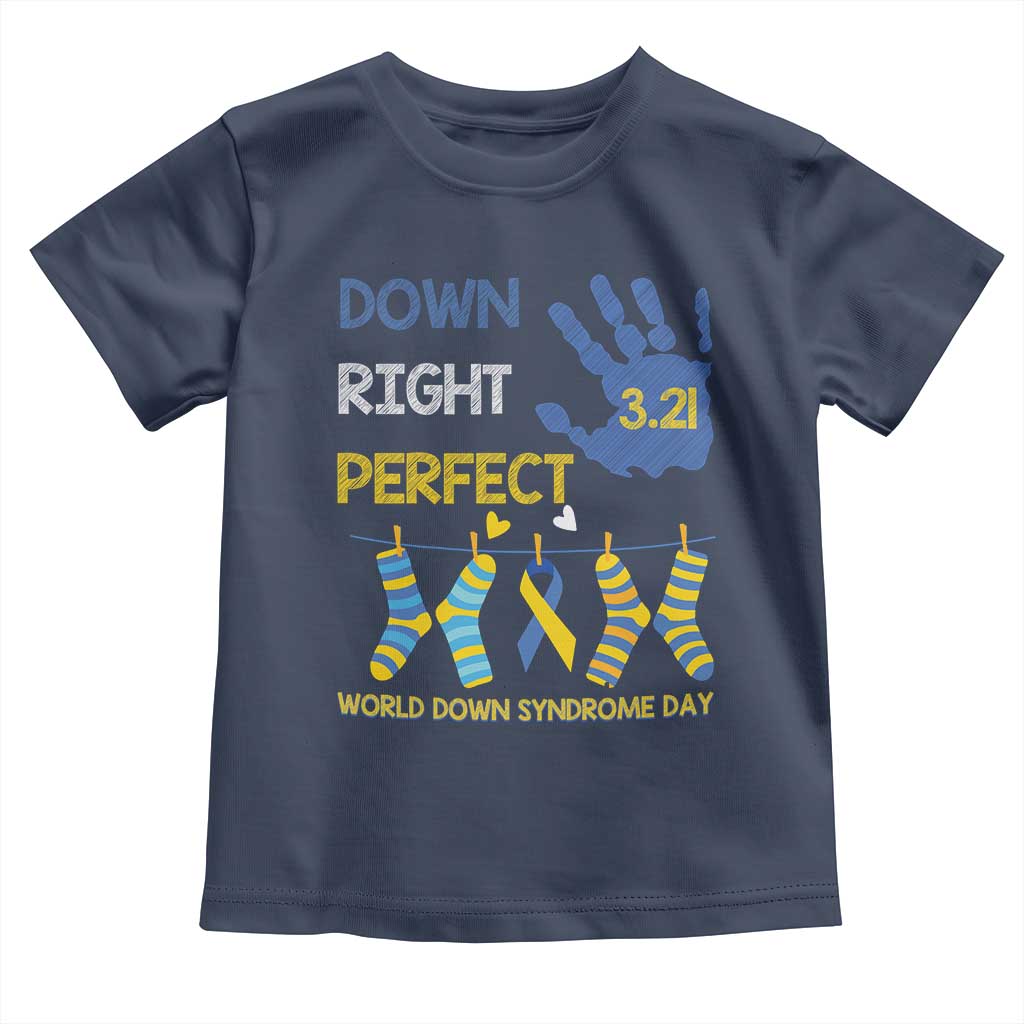Down Right Perfect Toddler T Shirt March 21 World Down Syndrome Day Socks TS11 Navy Print Your Wear