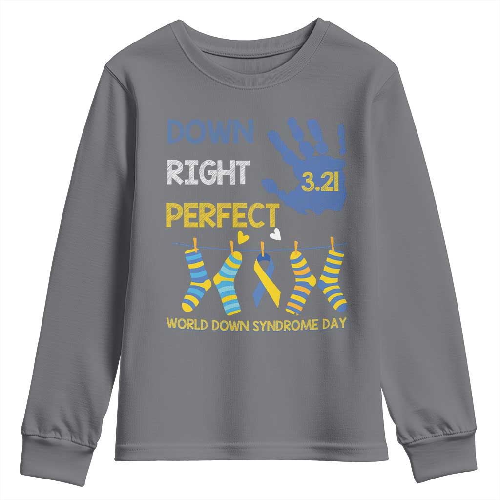 Down Right Perfect Youth Sweatshirt March 21 World Down Syndrome Day Socks TS11 Charcoal Print Your Wear