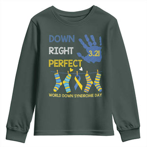 Down Right Perfect Youth Sweatshirt March 21 World Down Syndrome Day Socks TS11 Dark Forest Green Print Your Wear