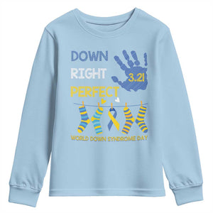 Down Right Perfect Youth Sweatshirt March 21 World Down Syndrome Day Socks TS11 Light Blue Print Your Wear