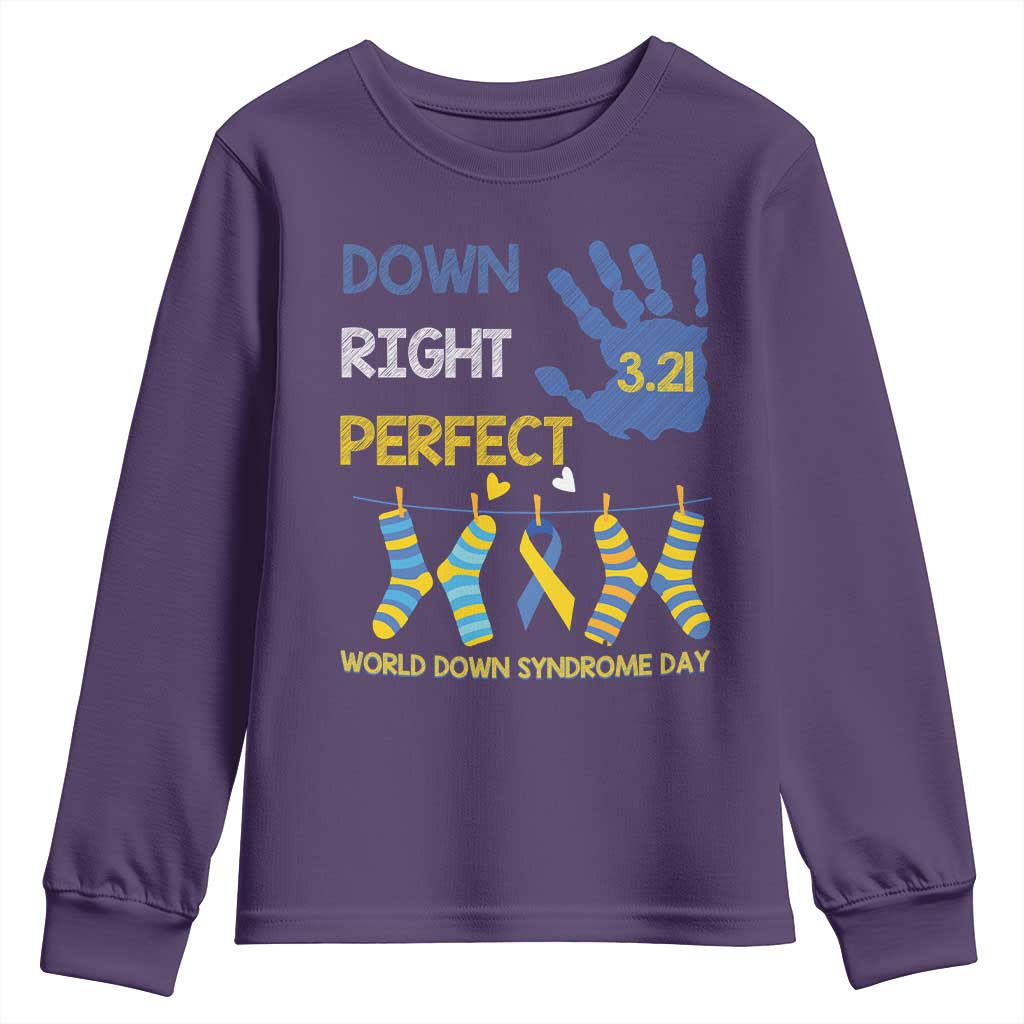 Down Right Perfect Youth Sweatshirt March 21 World Down Syndrome Day Socks TS11 Purple Print Your Wear