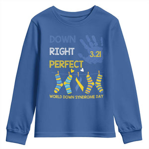 Down Right Perfect Youth Sweatshirt March 21 World Down Syndrome Day Socks TS11 Royal Blue Print Your Wear
