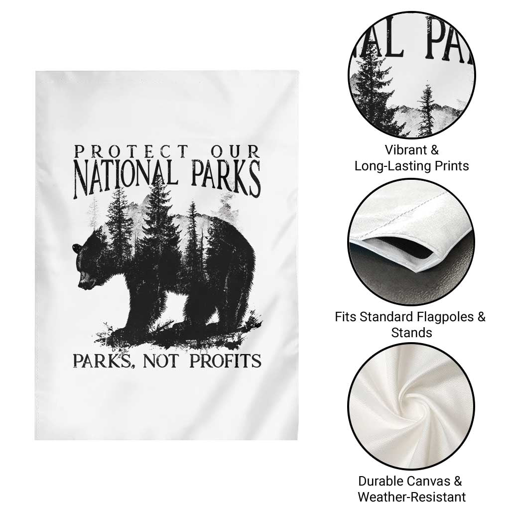 Protect Our National Parks Not Profits Garden Flag Vintage Forest Bear TS11 Print Your Wear