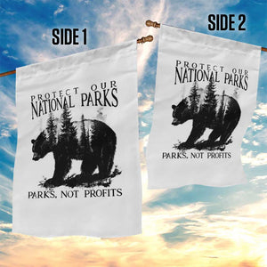Protect Our National Parks Not Profits Garden Flag Vintage Forest Bear TS11 Print Your Wear
