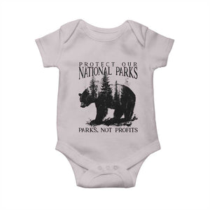 Protect Our National Parks Not Profits Baby Onesie Vintage Forest Bear TS11 Ice Gray Print Your Wear