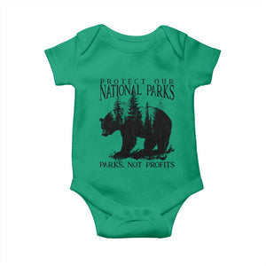 Protect Our National Parks Not Profits Baby Onesie Vintage Forest Bear TS11 Irish Green Print Your Wear