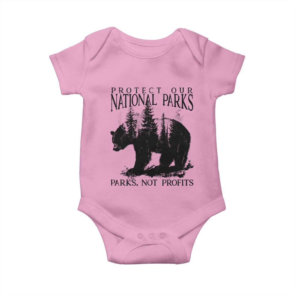 Protect Our National Parks Not Profits Baby Onesie Vintage Forest Bear TS11 Light Pink Print Your Wear